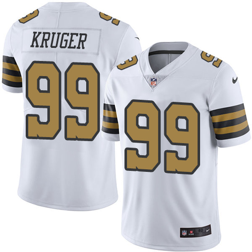 Men's Elite Paul Kruger Nike Jersey White - #99 Rush NFL New Orleans Saints